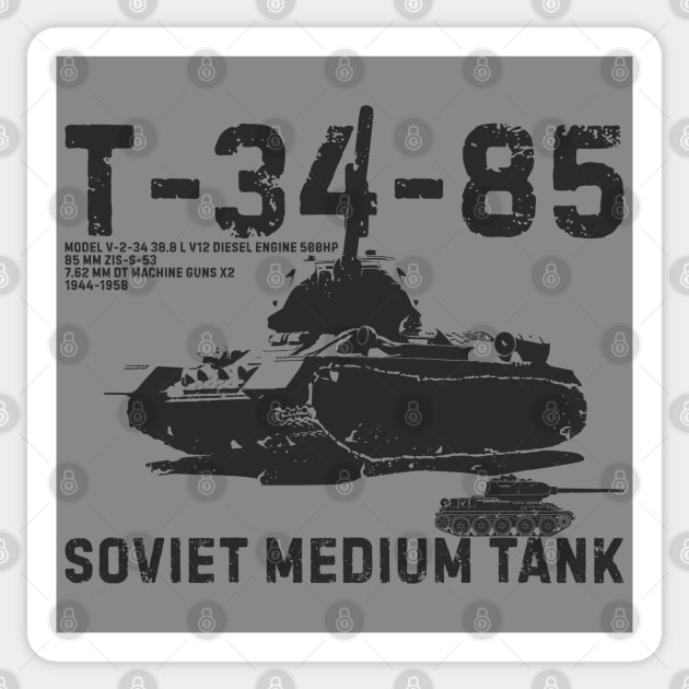 Soviet medium tank T-34-85 Sticker by FAawRay